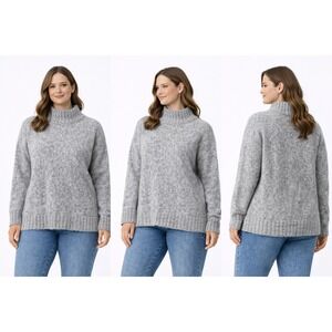 Wild Fable Gray Mock Neck Sweater Fuzzy Knit Wool Blend Pullover Womens SM NEW